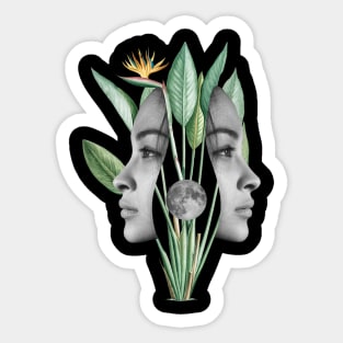 Surreal Floral Collage Art Sticker